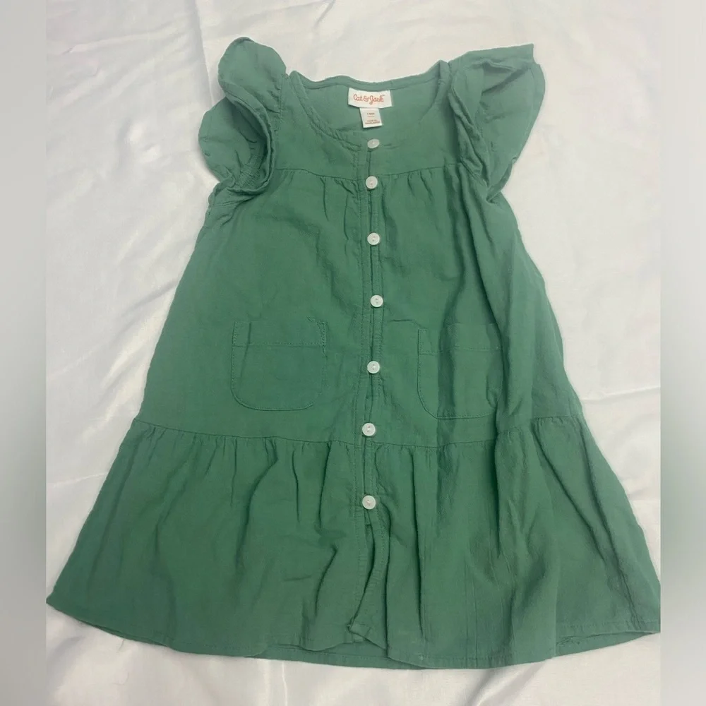 Cat & Jack Emerald Tiered Dress with Pockets, 18M